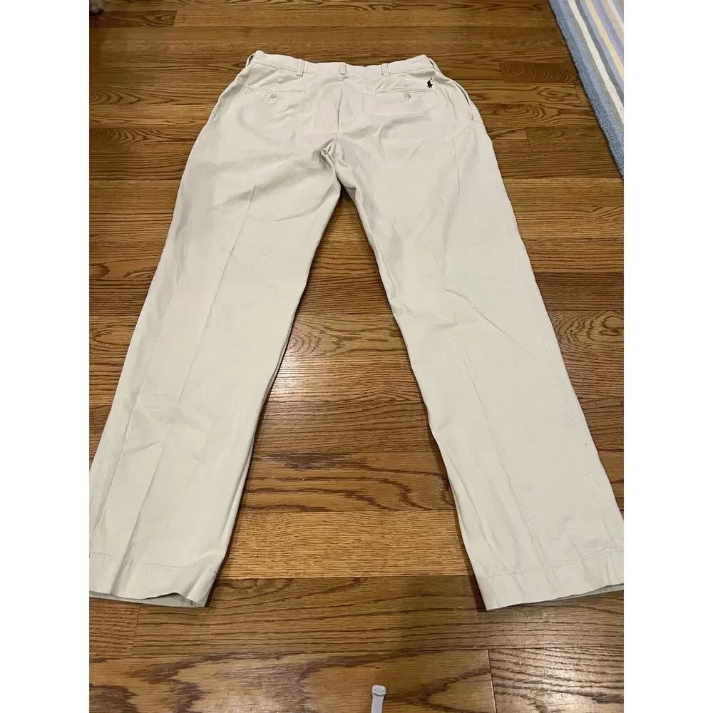 Polo‎ Ralph Lauren Ethan Pants Mens 36x34 Beige Chino Flat Front Classic Khakis